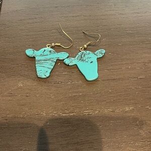 Turquoise Cow Head Earrings